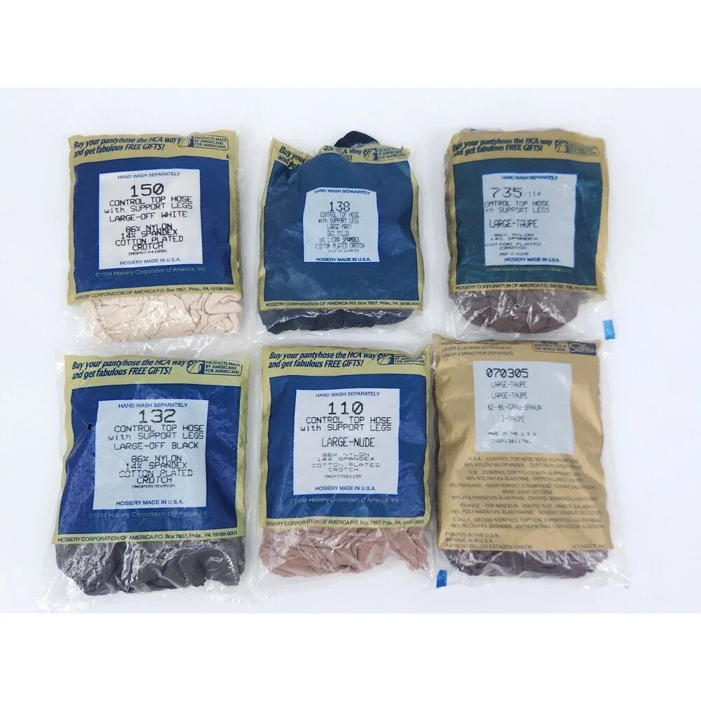 Vintage HCA Silkies Pantyhose Lot 6 NOS Sealed 1994 Control Top Support Legs